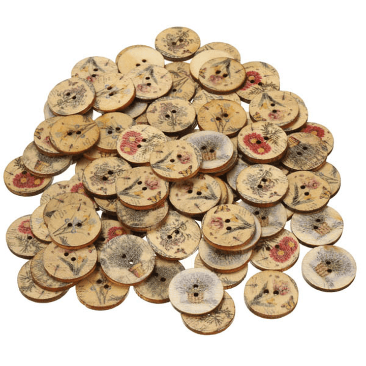 100Pcs Mixed Color Wooden Flower Sewing Buttons DIY Craft Bag Hat Clothes Decoration Sewing Button - Trendha