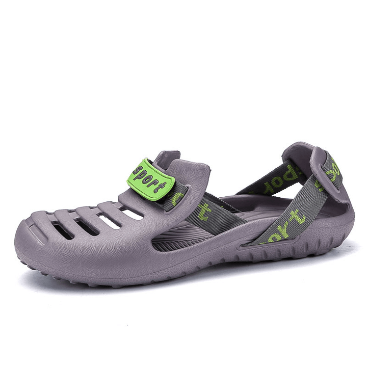 Men Breathable Non Slip Hollow Out Waterproof Closed Toe Casual Beach Slippers - Trendha