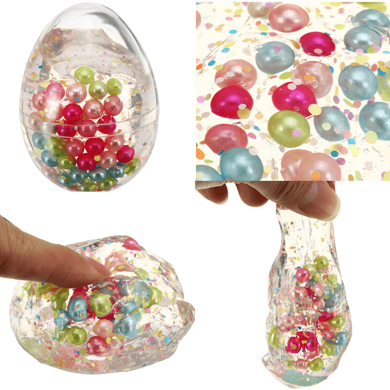 Slime Pearl Ball Simulated Egg Shape Bottle Crystal Mud Collection Stress Reliever Gift Decor Toy - Trendha