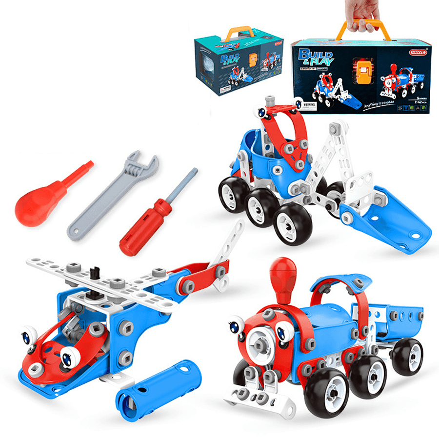142Pcs 6 in 1 Multi-Shape DIY Assemble Engineering Plane Car Robot Building Construction Blocks Model Educational Toy Kit for Kids Gift - Trendha