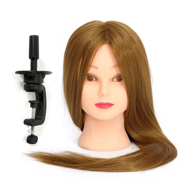26" Light Brown 30% Human Hair Training Mannequin Head Model Hairdressing Makeup Practice with Clamp - Trendha