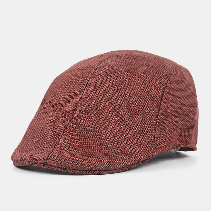 Men Cotton Linen Solid Color Berets Caps Summer Sunshade Breathable Flat Hat Driver Hat - Trendha
