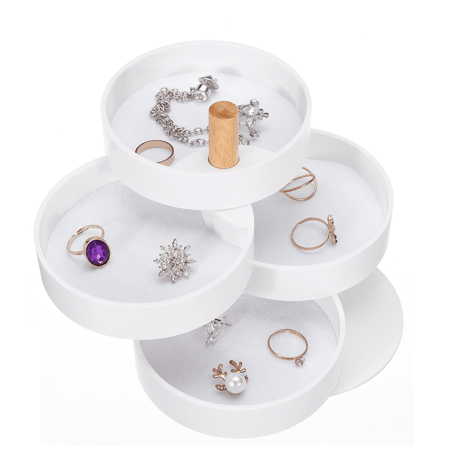 4 Layers 360° Rotating Jewelry Earrings Bracelet Storage Box Organizer Earring Holder - Trendha