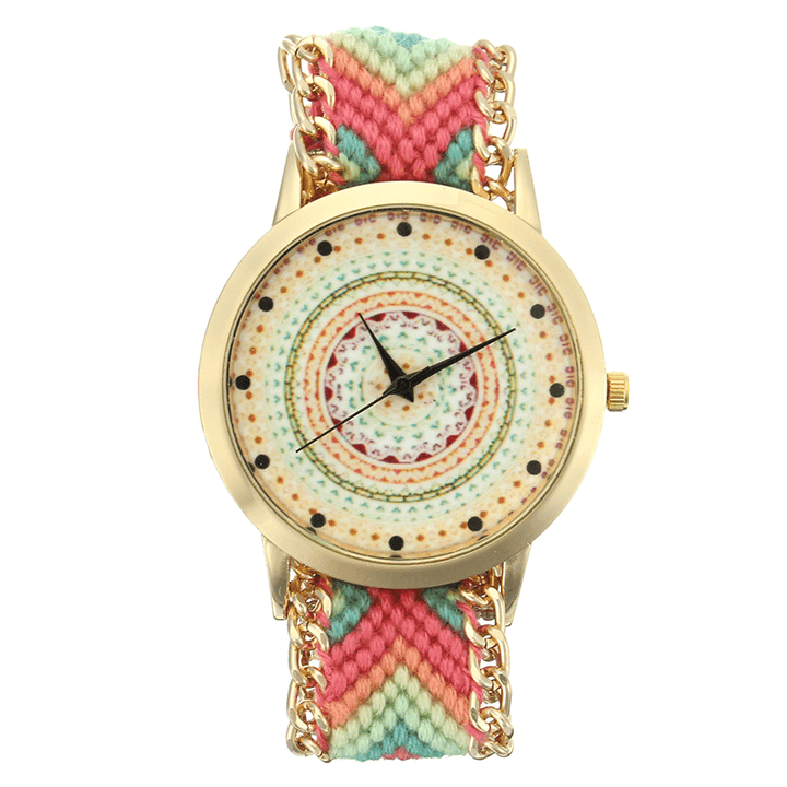 Custom Folk Women Watch Kaleidoscope Pattern Alloy Case Casual Retro Quartz Wrist Watch - Trendha