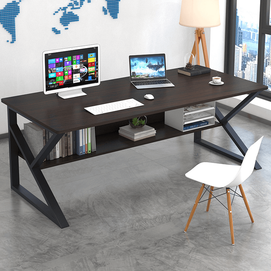 Computer Desk Student Writing Study Table Workstation Laptop Desk Game Table with Storage Shelf for Home Office Supplies - Trendha