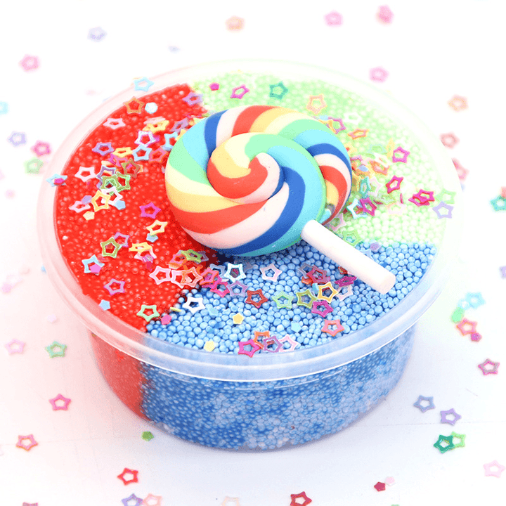 DIY Three Color Slime Lollipop Snowflake Mud Cotton Star Decompression Stress Reliever Toy 60Ml - Trendha