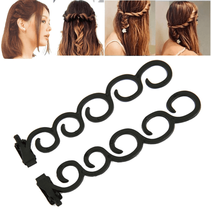 Waterfall Twist Roller Back Hair Styling Clip Stick Bun Maker Braid Tool Hair Accessories - Trendha