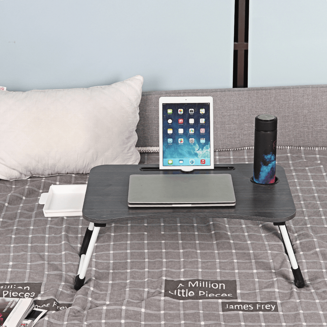 Laptop Table Stand with Small Drawer Portable Folding Desk Notebook Table Stand Lap Tray Bed for Children Student Home - Trendha