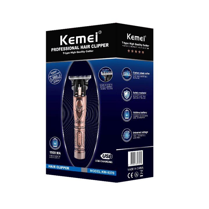 KEMEI KM-9370 Hair Clippers Cordless Outliner T-Blade Beard Trimmer Hair Cutter Rechargable Powerful Hair Trimmer - Trendha