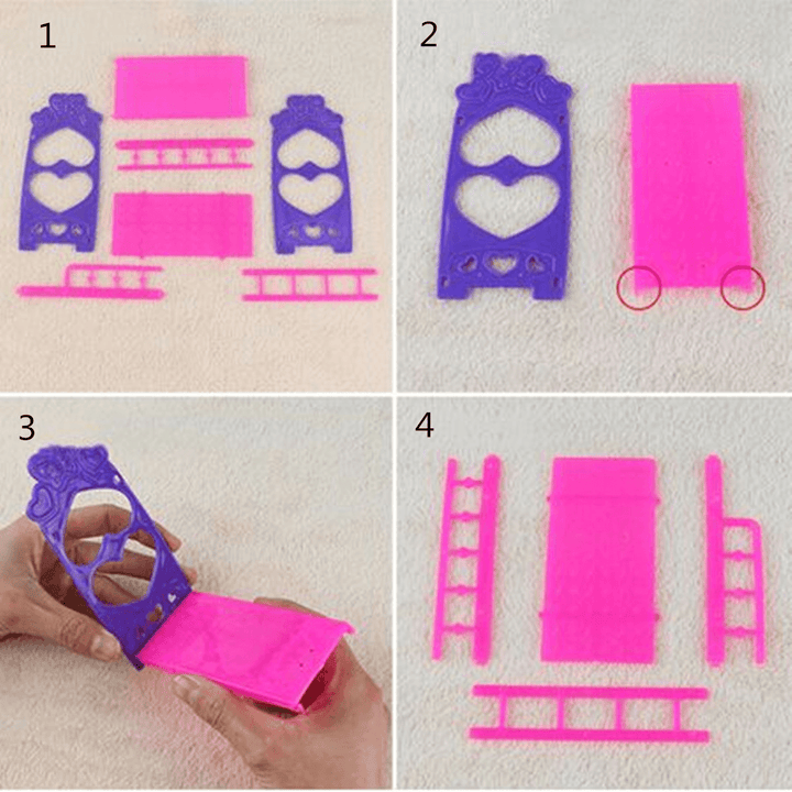 Miniature Double Bed Toy Furniture for Dollhouse Decoration - Trendha