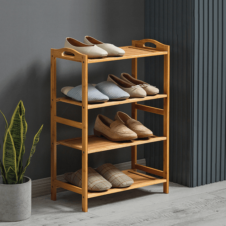 3/4/5/6 Tiers Shoes Rack Wood Bamboo Entryway Storage Shelf Multifunctional Sundries Holder Bookshelf for Office Home - Trendha