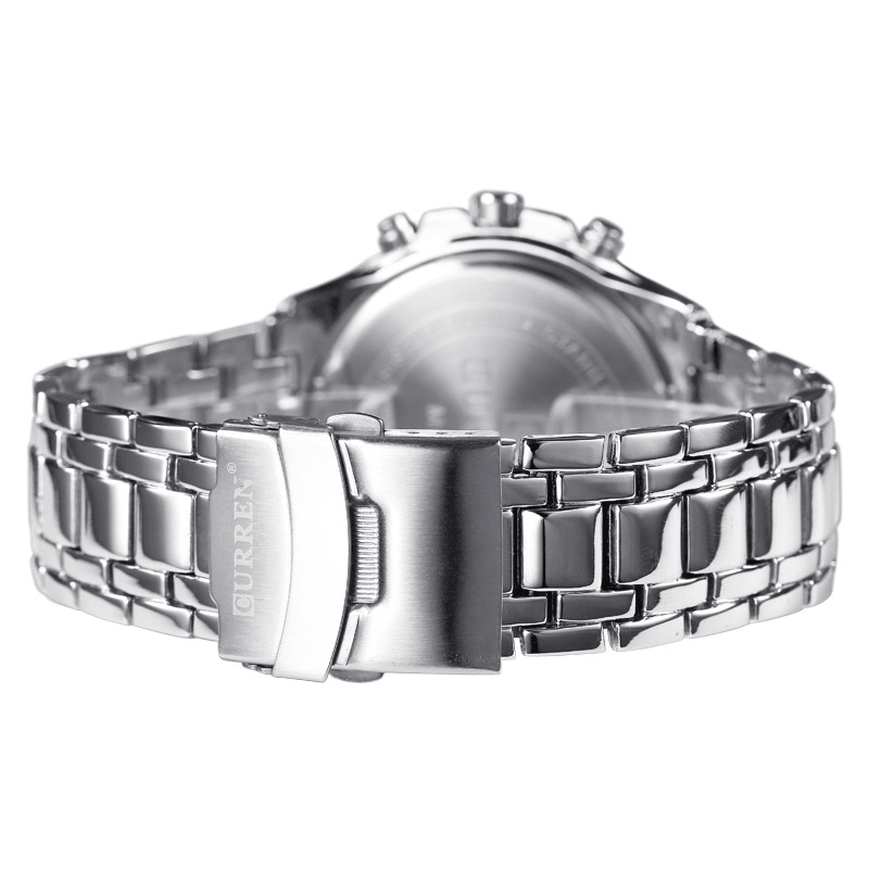 CURREN Business Fashion Time Display Stainless Steel Band 3ATM Waterproof Men Wristwatch Quartz Watch - Trendha