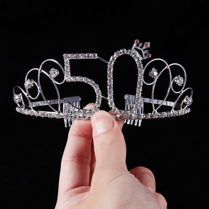 Crystal Birthday Crown Girl Tiara Princess Crown Hair Accessories Happy Birthday Cake Decorations - Trendha