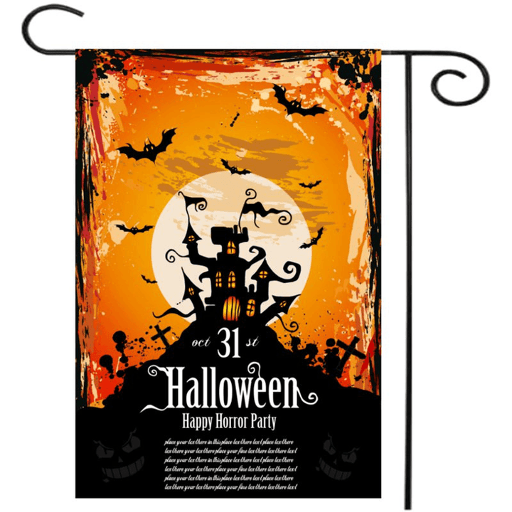30X45Cm Halloween Polyester Black Castle Bat Flag Garden Holiday Decoration - Trendha