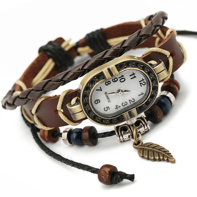Deffrun Unique Design Ladies Bracelet Watch Retro Style Quartz Watch - Trendha