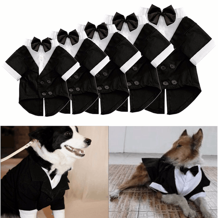 Big Pet Dog Cat Clothes Big Dog Bow Tie Shirts Wedding Suit Clothes Costume Collared Shirt Jumpsuit - Trendha