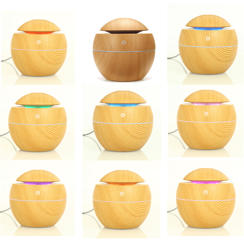 USB LED Colorful Light Ultrasonic Air Humidifier Wood Grain Aroma Essential Oil Diffuser for Office Home - Trendha