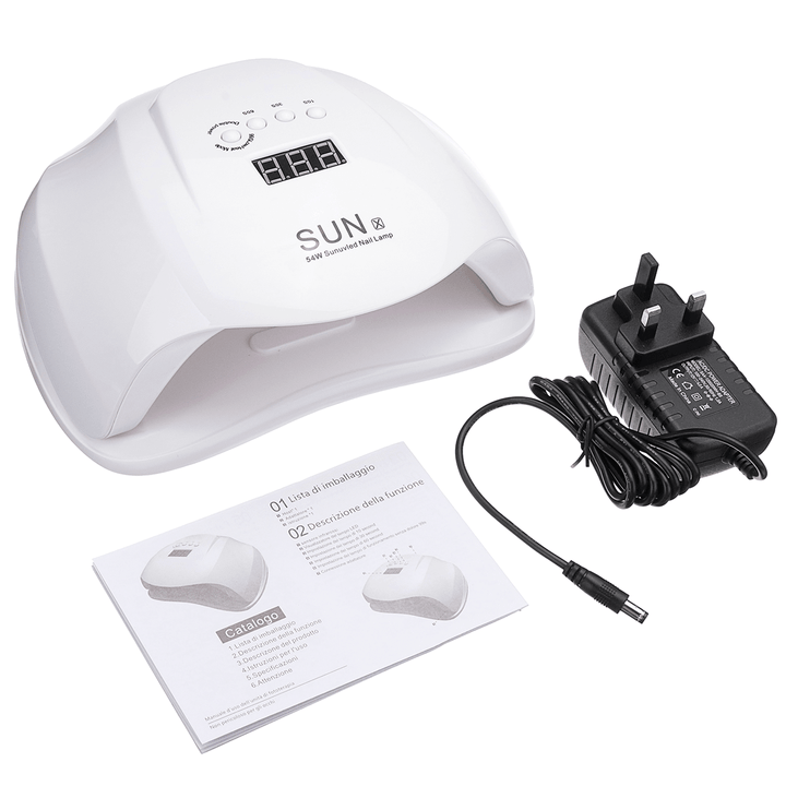 SUNX 54W UV LED Lamp Nail Dryer Machine Nail Cure Gel Polish Infrared Sensor 4 Timers - Trendha