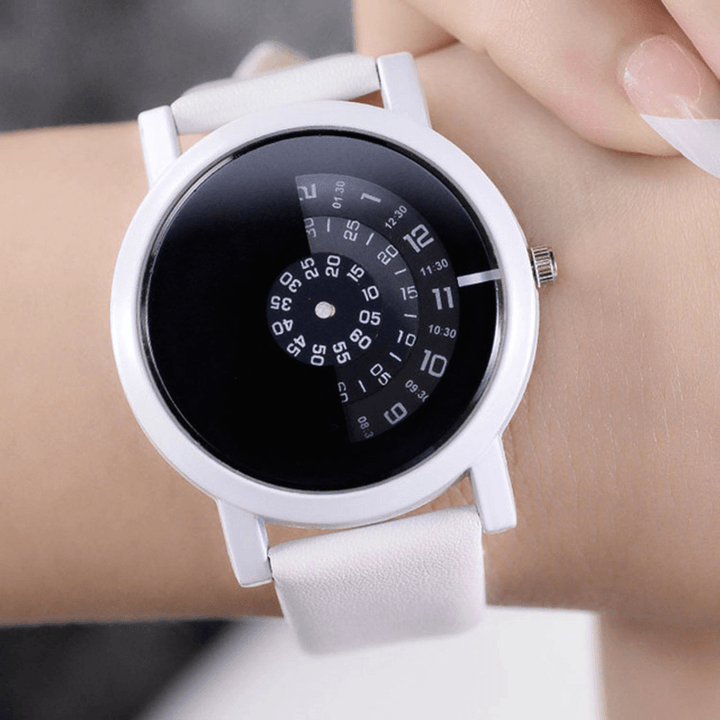 Fashion Sport Casual Elegant Women Watches Rotate Indicator Design Leather Band Quartz Watch - Trendha