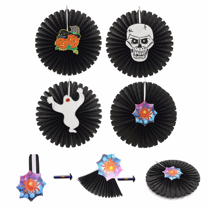 Halloween Paper Fan Wall Hanging Decoration Party Home Decor Gifts Ghost Pumpkin - Trendha