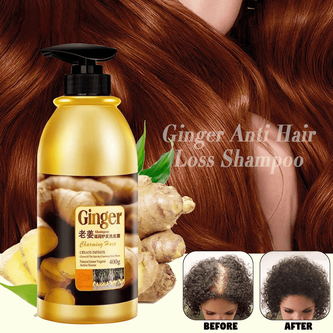 400ML Natural Ginger Oil-Control Shampoo anti Dandruff Health Hair Care - Trendha