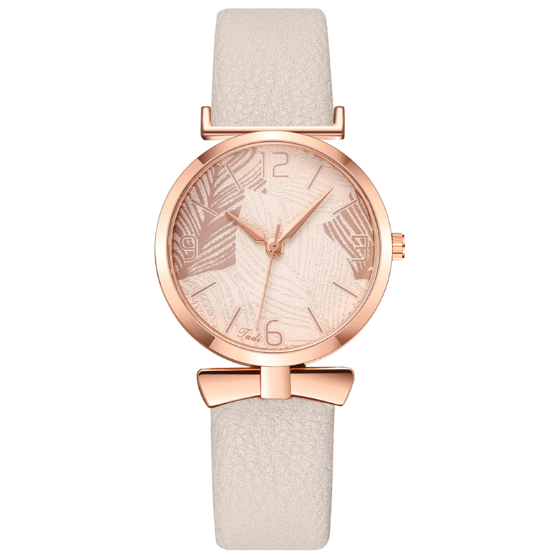 Fashionable Funny Trendy Women Watches Tree Pattern Dial Rose Gold Alloy Case Leather Band Quartz Watch - Trendha
