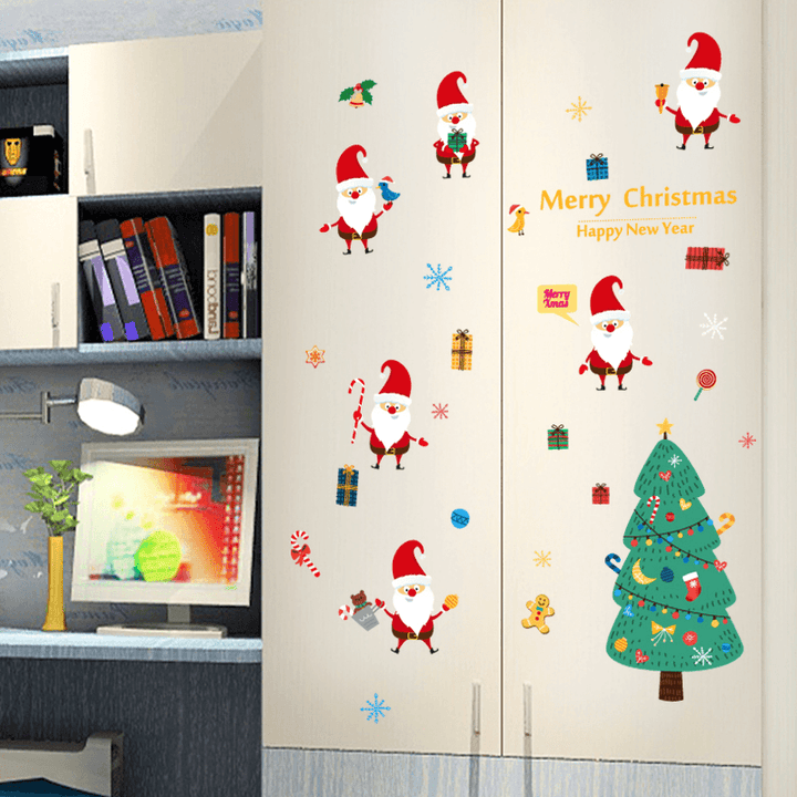 Miico SK9230 Christmas Catoon Wall Sticker Removable for Christmas Party Room Decoration - Trendha