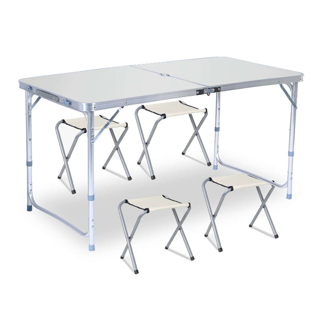 120X60Cm Portable Aluminum Alloy Folding Table Chair Height Adjustable Indoor Outdoor BBQ Camping Picnic Table Kit - Trendha