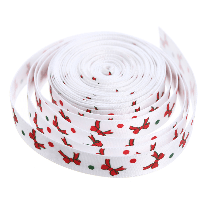 5 Yard 10Mm Printed Merry Christmas Tree Grosgrain Ribbon DIY Craft - Trendha