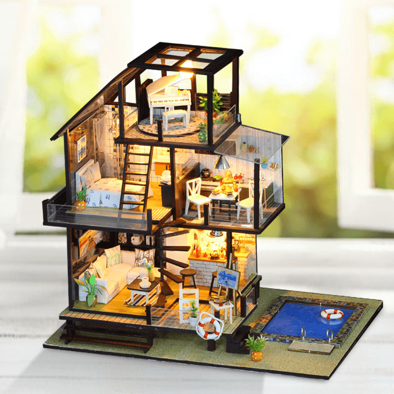 Iie Create K048 Seattle Holiday DIY Assembled Cabin Creative with Furniture Indoor Toys - Trendha