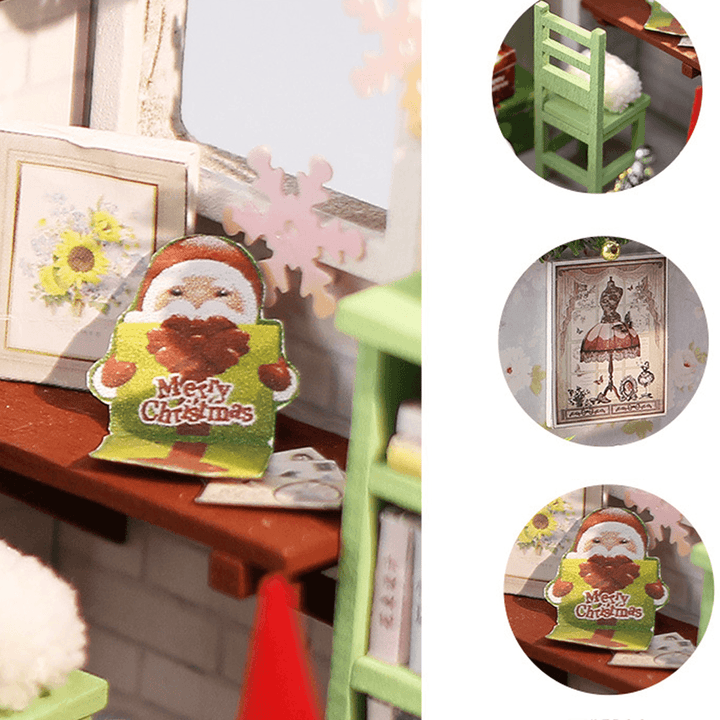 Wooden Bedroom DIY Handmade Assemble Doll House Miniature Furniture Kit Education Toy with LED Light for Collection Birthday Gift - Trendha