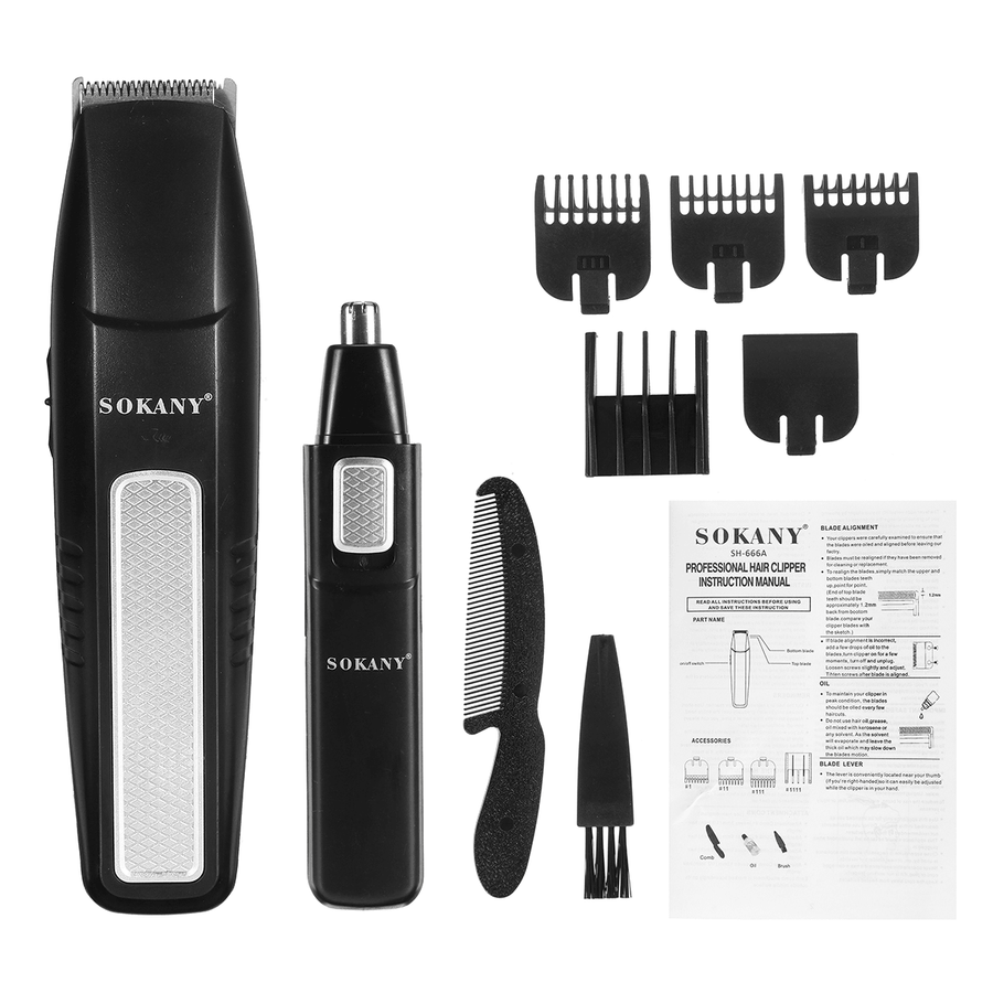 SOKANY 10 in 1 Professional Men Electric Hair Clippers Nose Hair Trimmer Bald Head Shaver Kits Set - Trendha