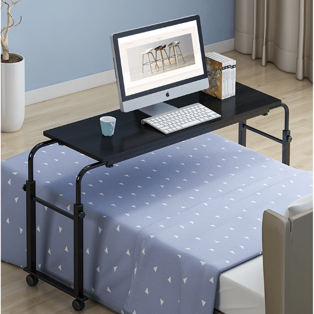 Adjustable Rolling Laptop Computer Desk Bed Desk over Bed Lap Desk Table Foldable Breakfast Serving Bed Tray with Wheels - Trendha