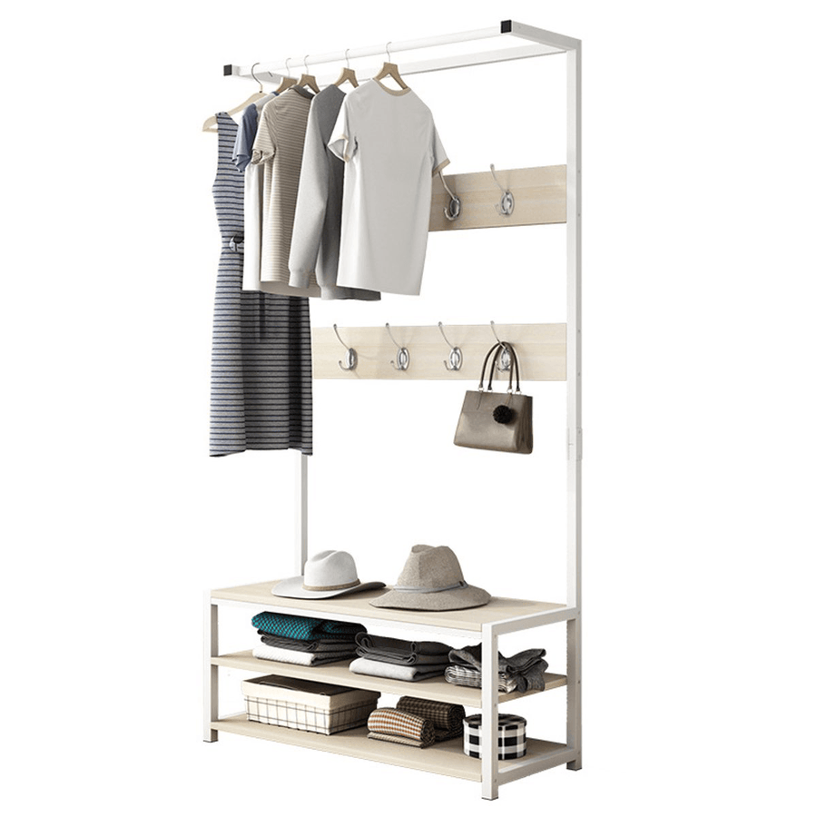60/80Cm Hat and Coat Stand Cloth Shoe Rack Hanger Hooks Shelf Free Standing - Trendha