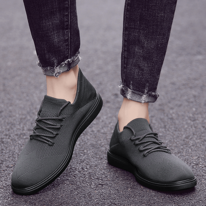 Men Breathable Knitted Fabric Comfy Wearable Casual Walking Shoes - Trendha
