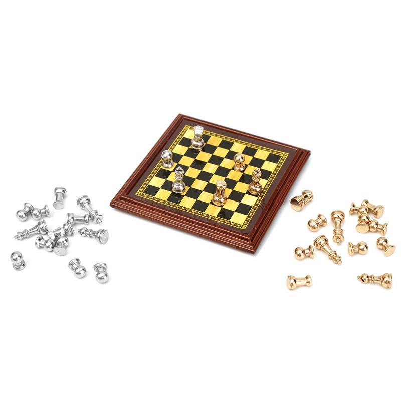 1:12 Scale Dollhouse Miniature Metal Chess Set Board Toys Home Room Ornaments - Trendha
