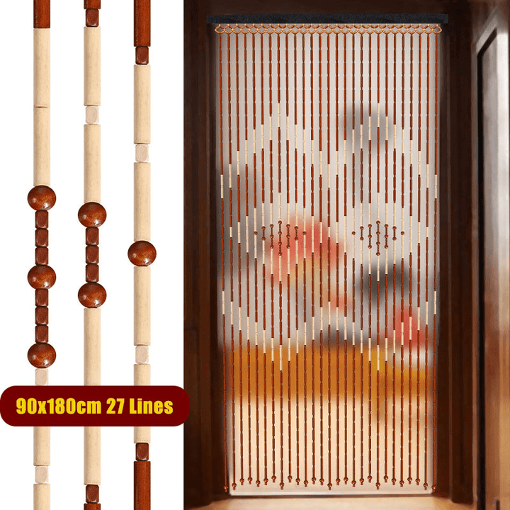 Door Curtain Bamboo Wooden Bead String Blinds Fly Screen for Household - Trendha
