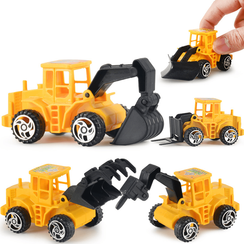 6 Pcs Mini Construction Vehicle Sliding Inertial Bulldozer Excavator Diecast Car Model Toy Set for Kids Birthday Gift - Trendha