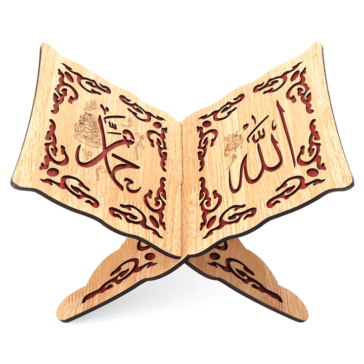 Wooden Bookshelf Eid Bible Stand Wood Carved Book Stand Home Decoration - Trendha