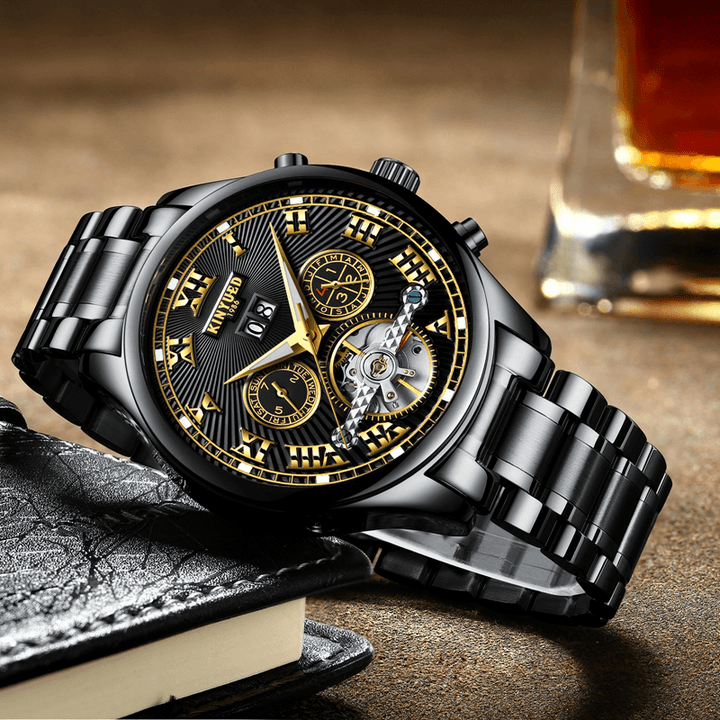 KINYUED JYD-J011 Automatic Mechanical Watch Rome Business Style Water Resistant Men Watches - Trendha