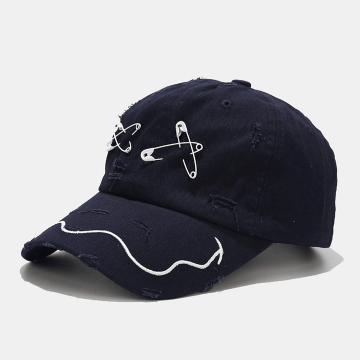Unisex Cotton Pins Smiling Face Decor Made-Old Fashion Outdoor Sunshade Baseball Hat - Trendha