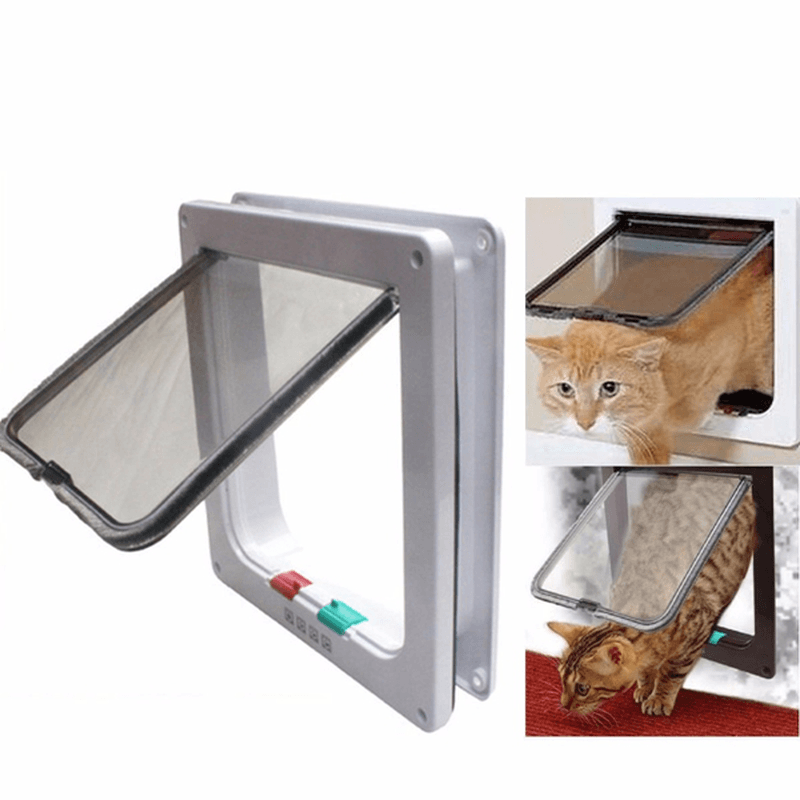 Medium Small White Pet Cat Puppy Dog Supplies Lock Frame Safe Security Flap Door Gate Pet Supplies - Trendha