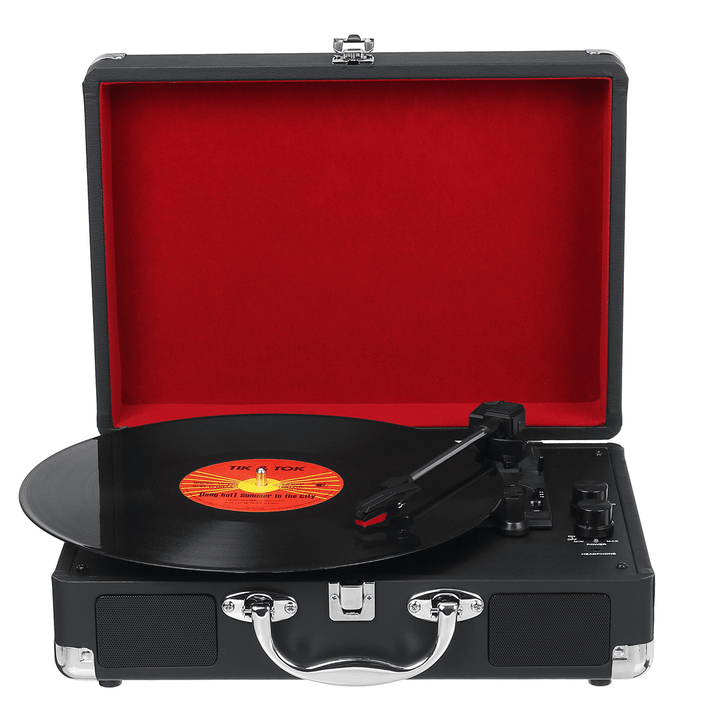 2 in 1 Retro Vinyl Record Player and Bluetooth BT5.0 Speaker Suitcase Turntables Record Player Support Headset Earphone Built-In Audio Bluetooth Speaker - Trendha