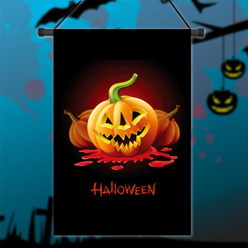 30X45Cm Halloween Polyester Demon Pumpkin Flag Garden Holiday Decoration - Trendha