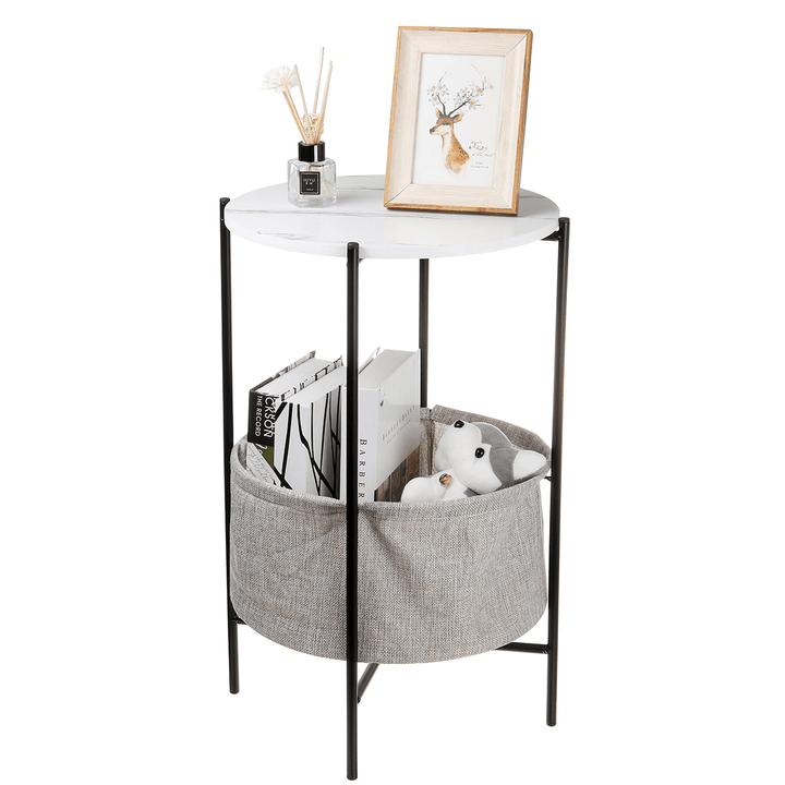 Nightstand with Tray Top Marble Texture Living Room Corner Cabinet for Home - Trendha