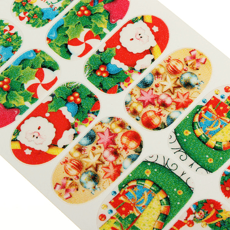Christmas Nail Art Decoration Transfer Manicure Tips Decal Stickers - Trendha