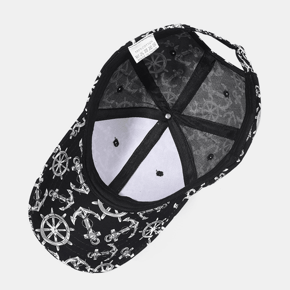 Unisex Cotton Prtinted Ivy Cap Overlay Boat Anchor Pattern Summer Outdoor Sports Baseball Hats - Trendha