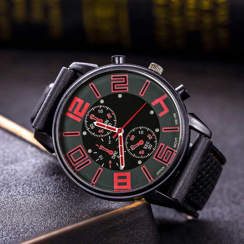 Fashion Casual Leather Men Business Watch Decorated Pointer Quartz Watch - Trendha