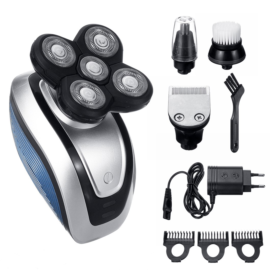 Electric Razor Shaver 5 Head USB Rechargeable Rotary Shaver 4 in 1 Razor Cordless Grooming Kit Hair Razor for a Perfect Bald Look - Trendha
