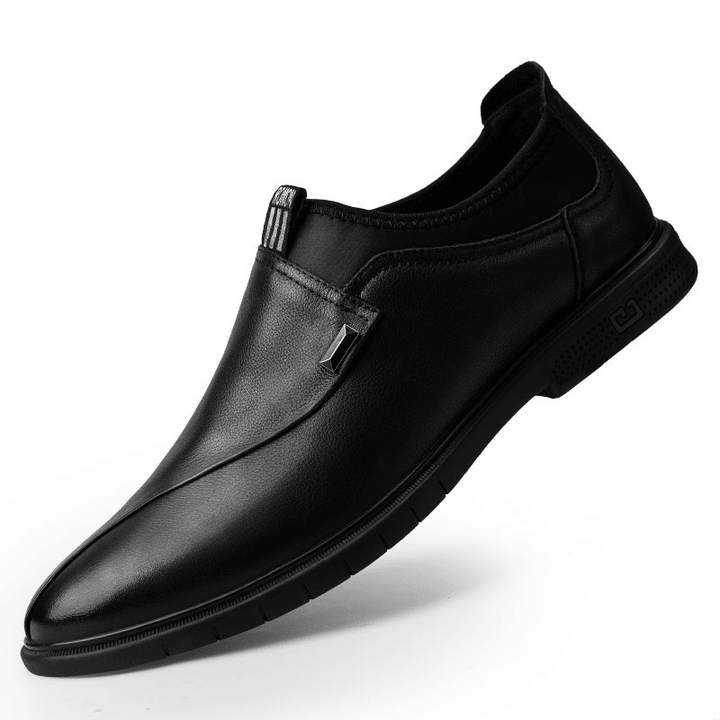 Men Brief Leather Pure Color Stitching Slip-On Business Formal Loafers Shoes - Trendha
